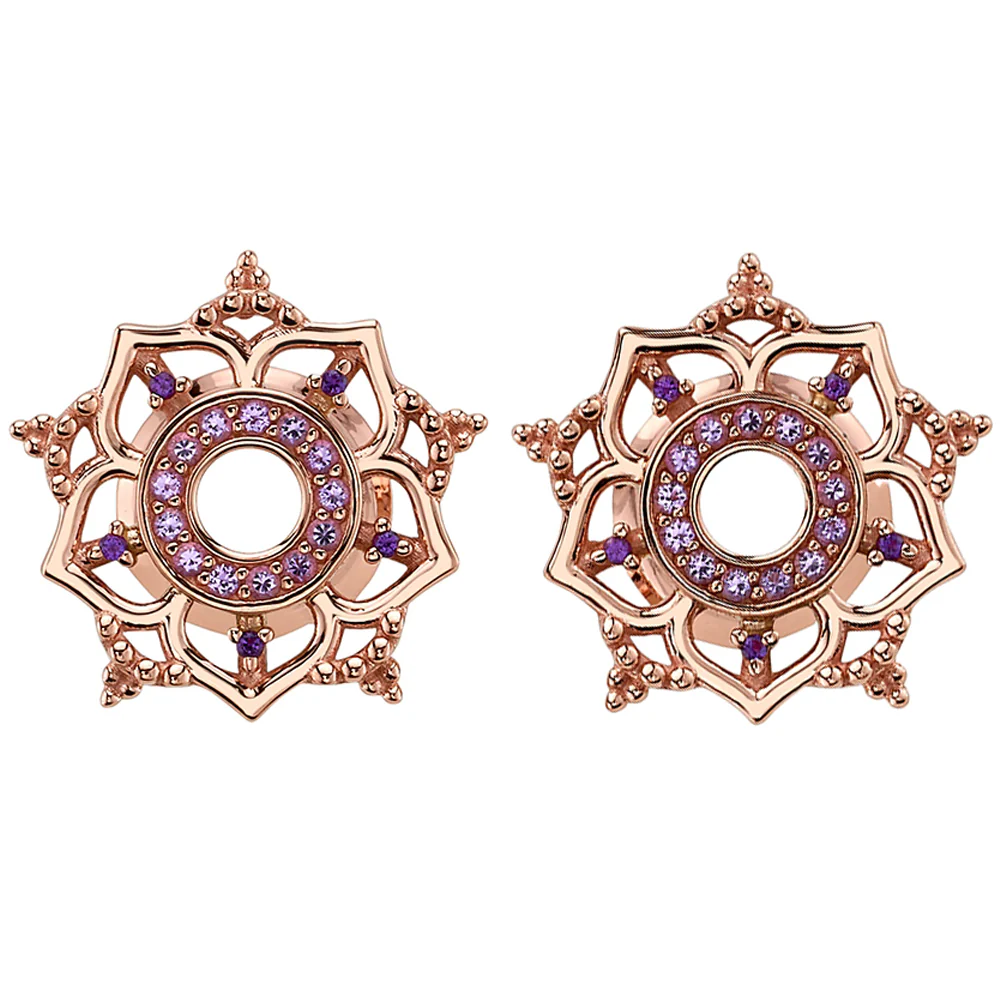 "Trinity" Earlets in Gold with Amethyst & Light Amethyst - Image 2