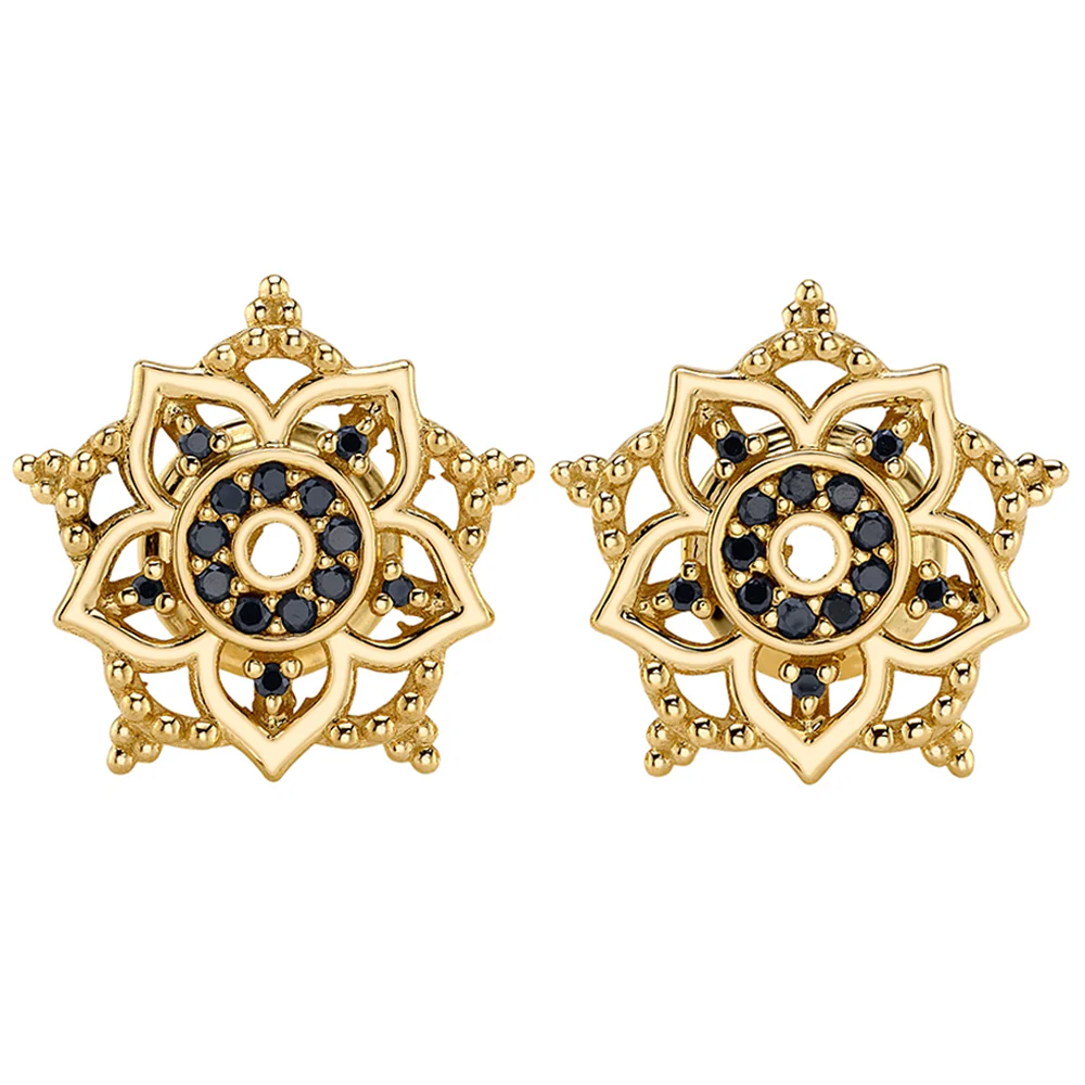 "Trinity" Earlets in Gold with Black Diamonds - Image 2