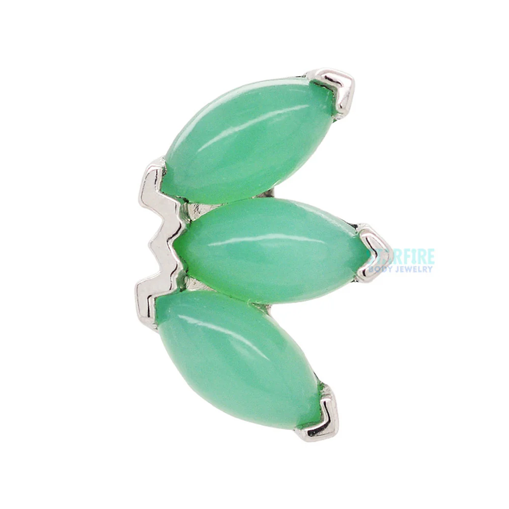 Triple Marquise Fan Threaded End in Gold & Platinum with Chrysoprase - Image 4
