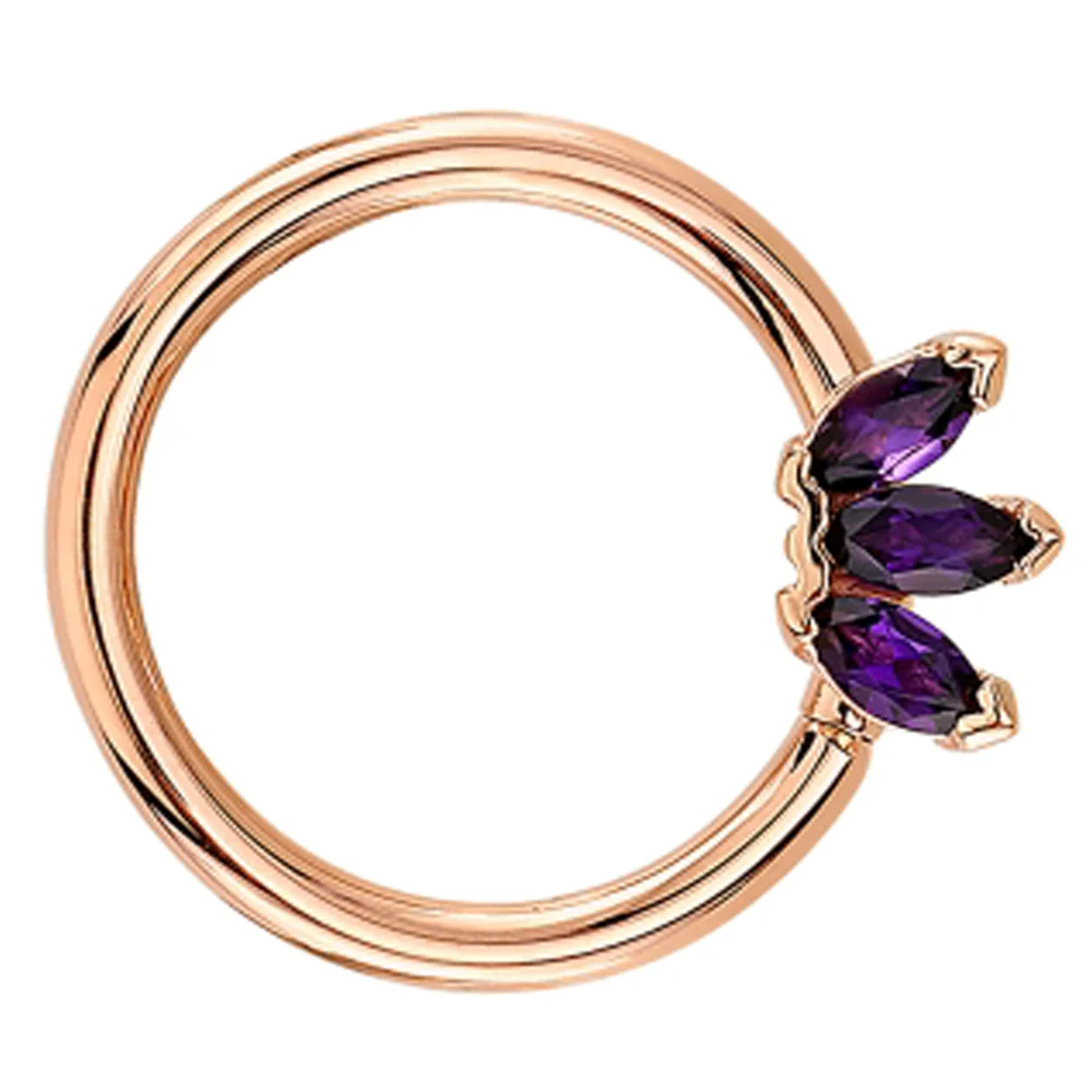 Triple Marquise Fan Seam Ring in Gold & Platinum with Amethyst - Image 2