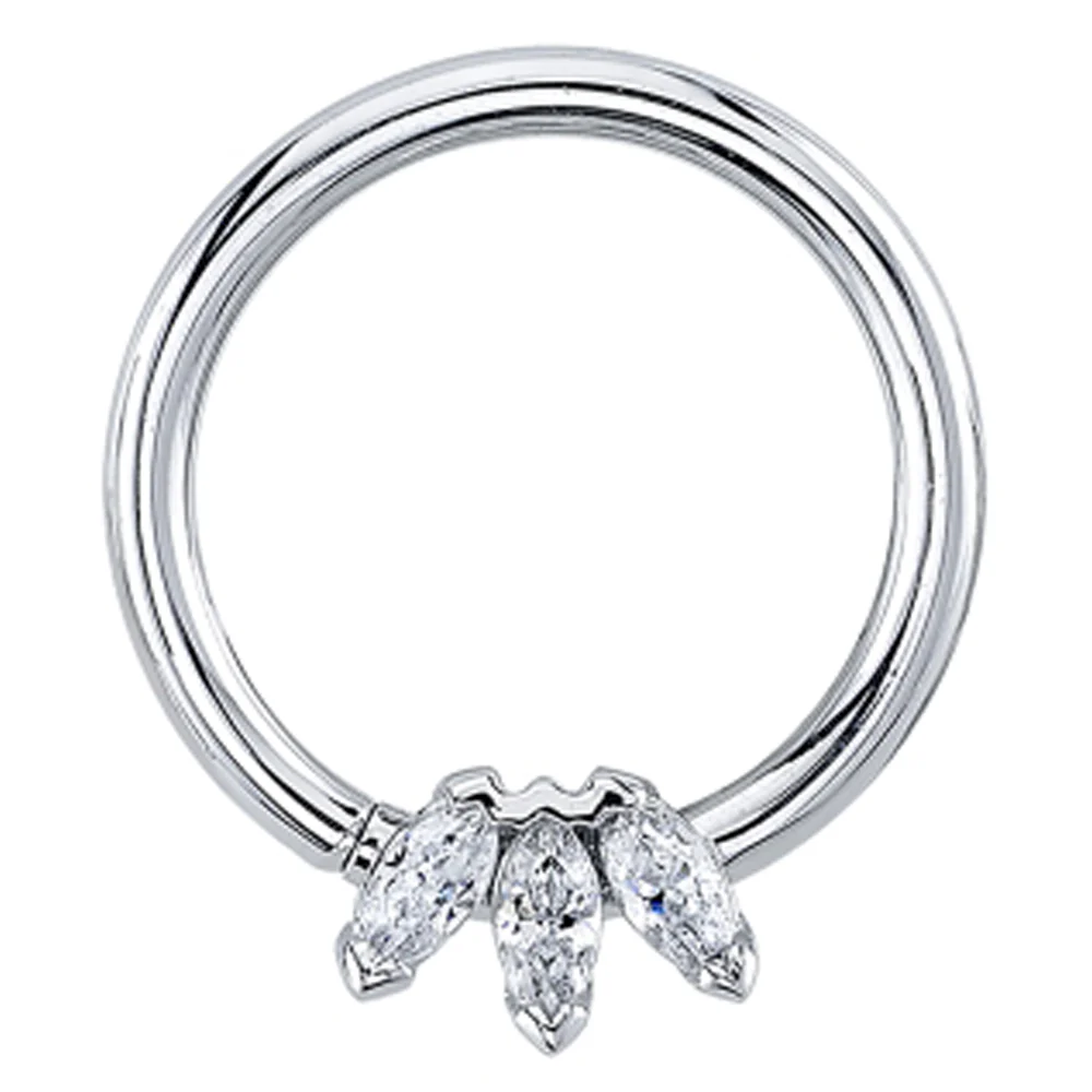 Triple Marquise Fan Seam Ring in Gold & Platinum with DIAMONDS