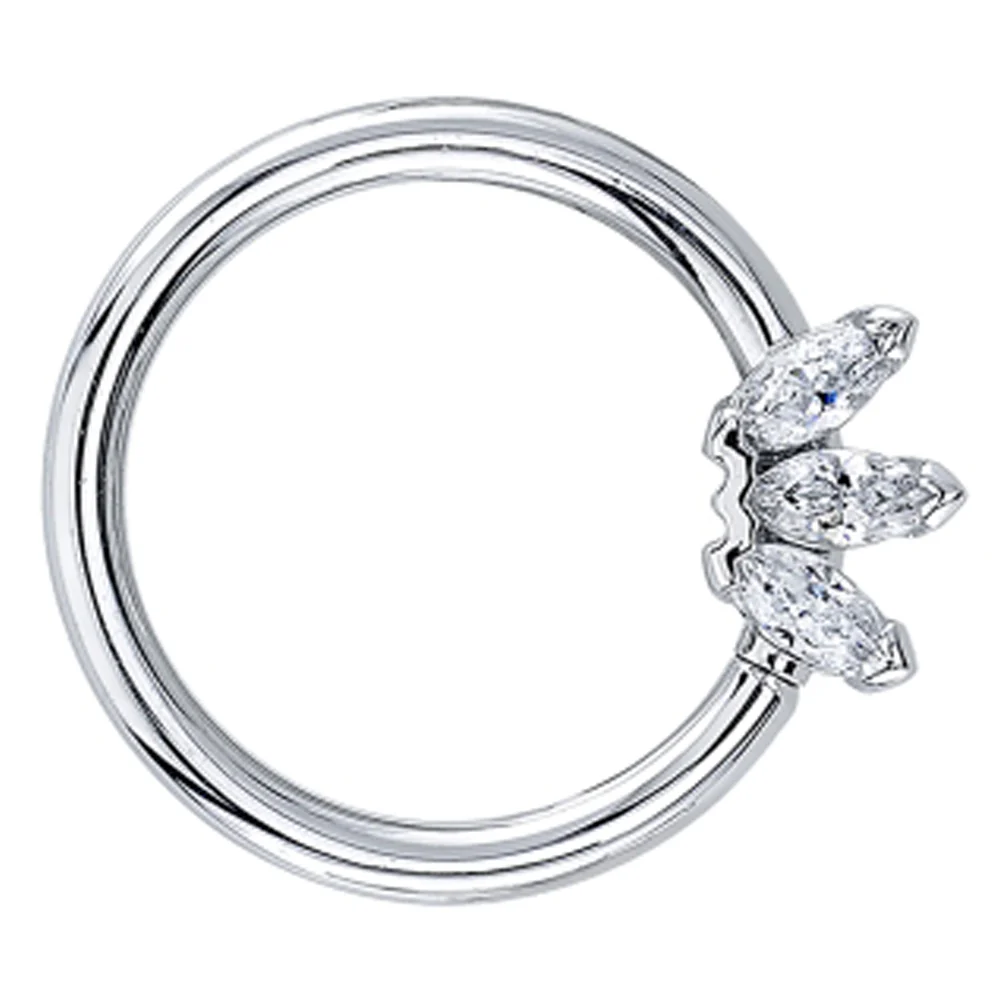 Triple Marquise Fan Seam Ring in Gold & Platinum with DIAMONDS - Image 2