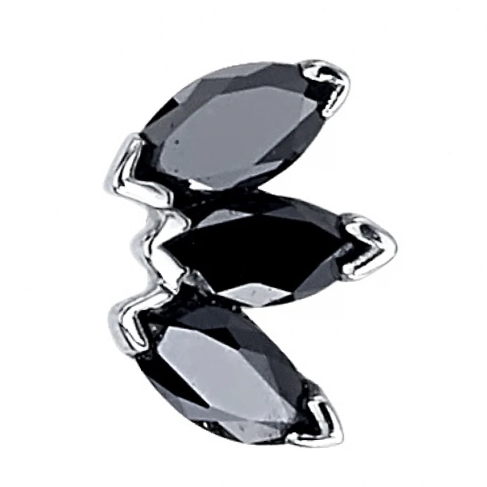 Triple Marquise Fan Threaded End in Gold & Platinum with Black Diamonds