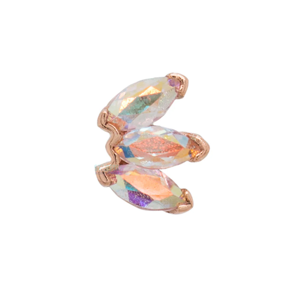 Triple Marquise Fan Threaded End in Gold & Platinum with Mercury Mist Topaz - Image 5