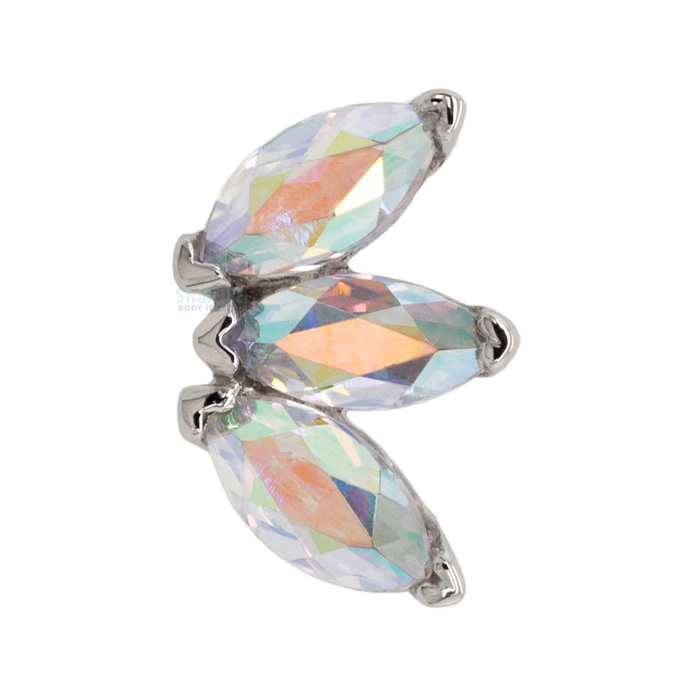 Triple Marquise Fan Threaded End in Gold & Platinum with Mercury Mist Topaz - Image 7