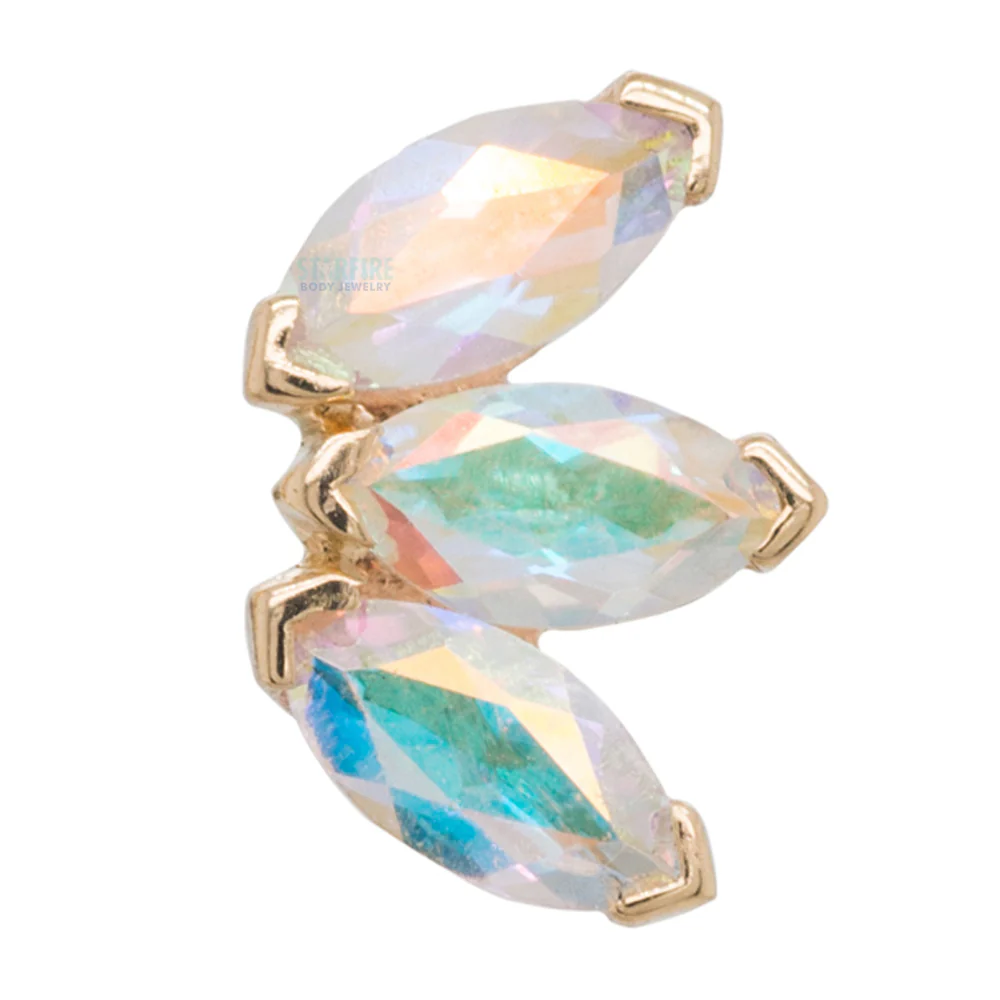 Triple Marquise Fan Threaded End in Gold & Platinum with Mercury Mist Topaz - Image 8