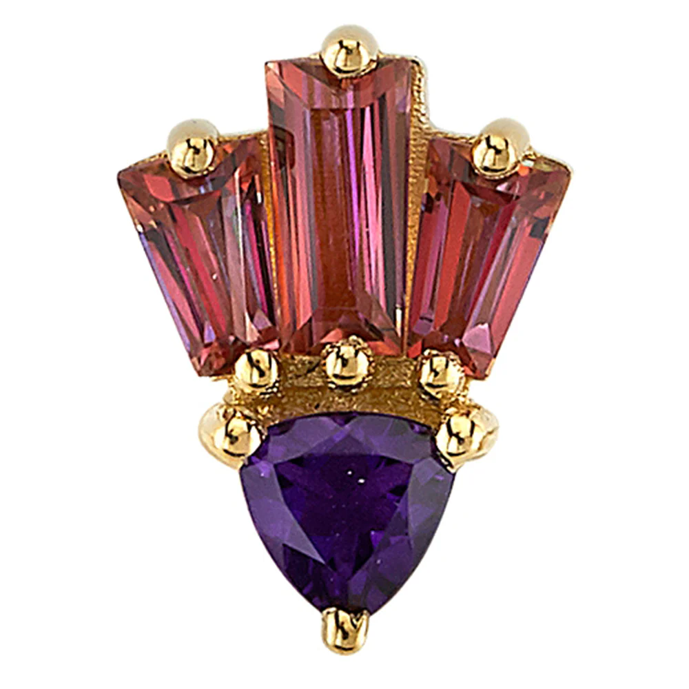 "Two Times Blue" Threaded End in Gold with Amethyst & Anastasia Topaz' - Image 2