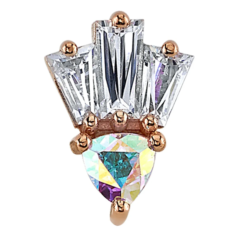 "Two Times Blue" Threaded End in Gold with Mercury Mist Topaz & White CZ's - Image 2