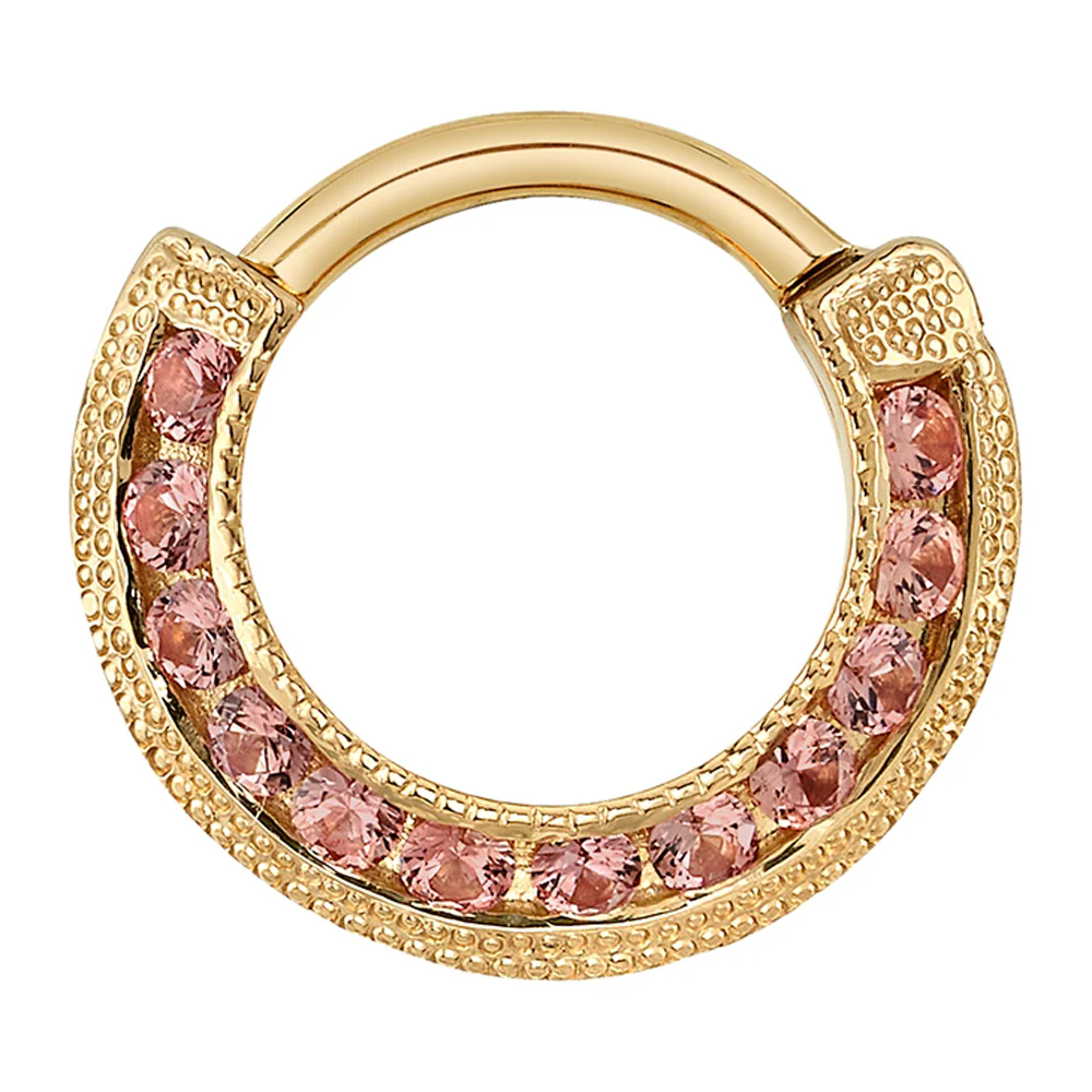 "Two-Tone Breathless" Hinge Ring in Gold with Champagne Sapphire, Champagne Diamond, Orange Cognac Diamond & Red Diamonds - Image 3