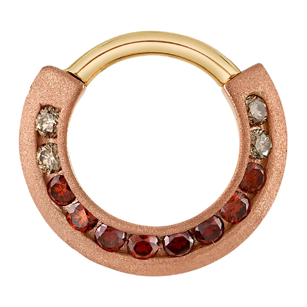 "Two-Tone Breathless" Hinge Ring in Gold with Champagne Sapphire, Champagne Diamond, Orange Cognac Diamond & Red Diamonds - Image 4