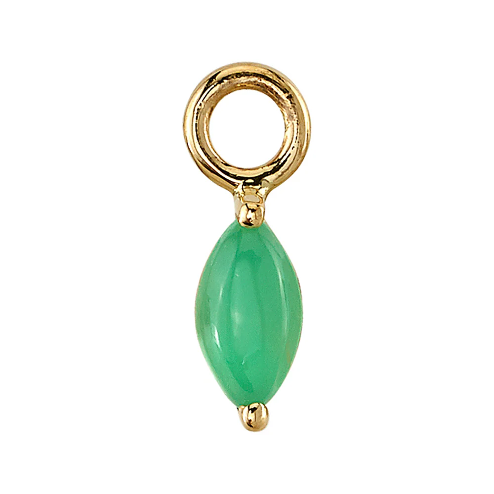 V Prong Marquise Charm in Gold & Platinum with Chrysoprase - Image 2