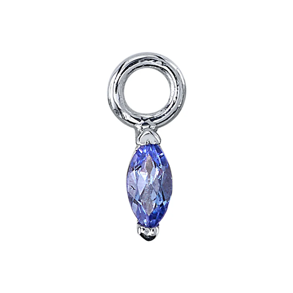V Prong Marquise Charm in Gold & Platinum with Tanzanite