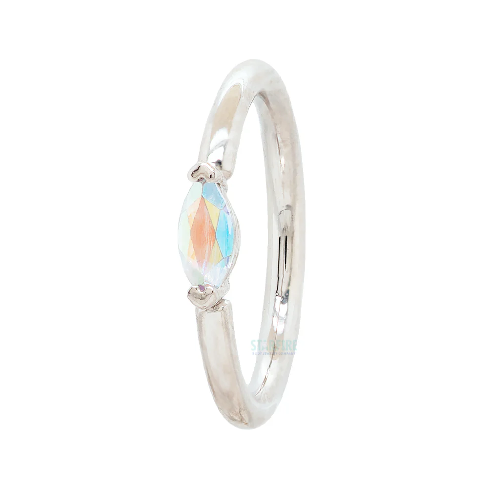 V Prong Marquise Fixed Seam Ring (FBR) in Gold with Mercury Mist Topaz - Image 2