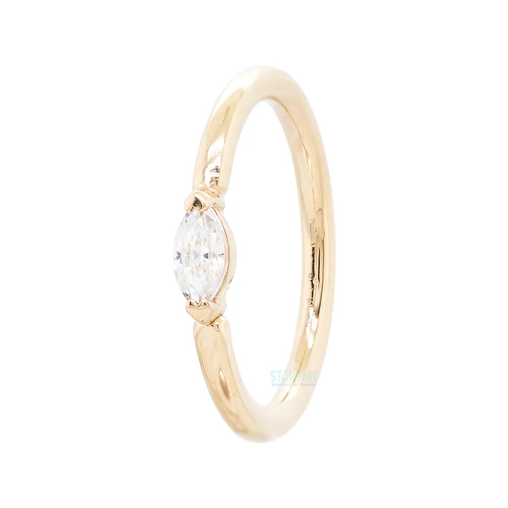 V Prong Marquise Fixed Seam Ring (FBR) in Gold with White CZ - Image 3