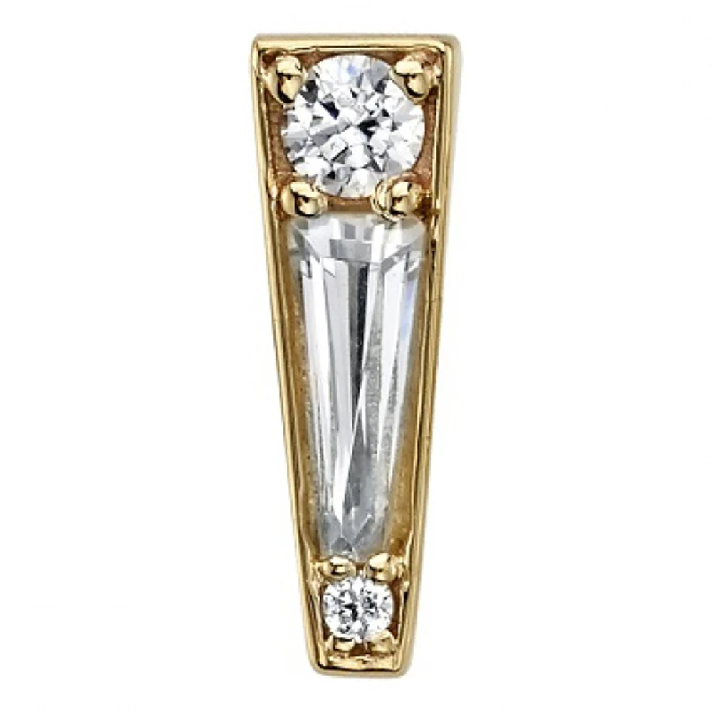"Valerian" Threaded End in Gold with White CZ's