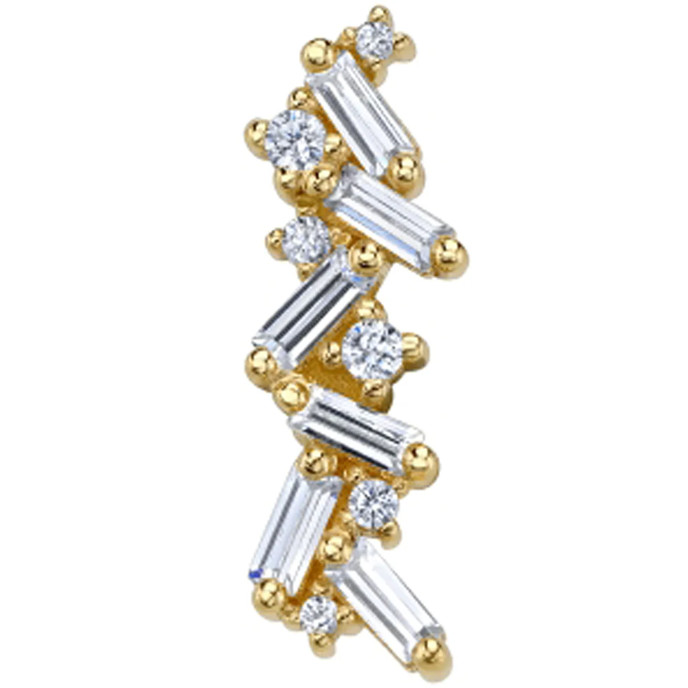 "Valus" Threaded End in Gold with White CZ's - Image 2