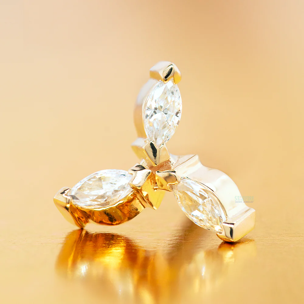 "Whirl" Threaded End in Gold with White CZ's - Image 2