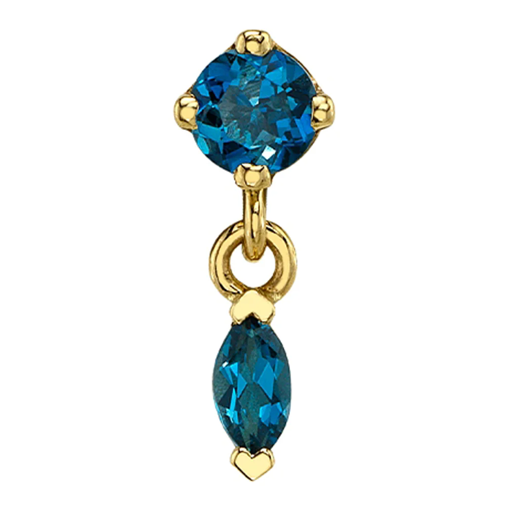 "Wintermoon 2" Threaded End in Gold with London Blue Topaz - Image 2