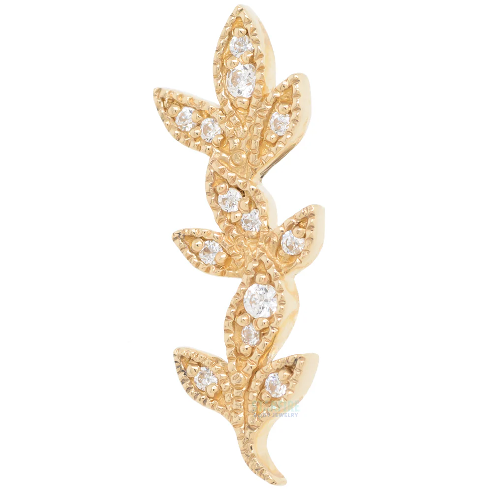 "Wisteria" Threaded End in Gold with White CZ's - Image 2