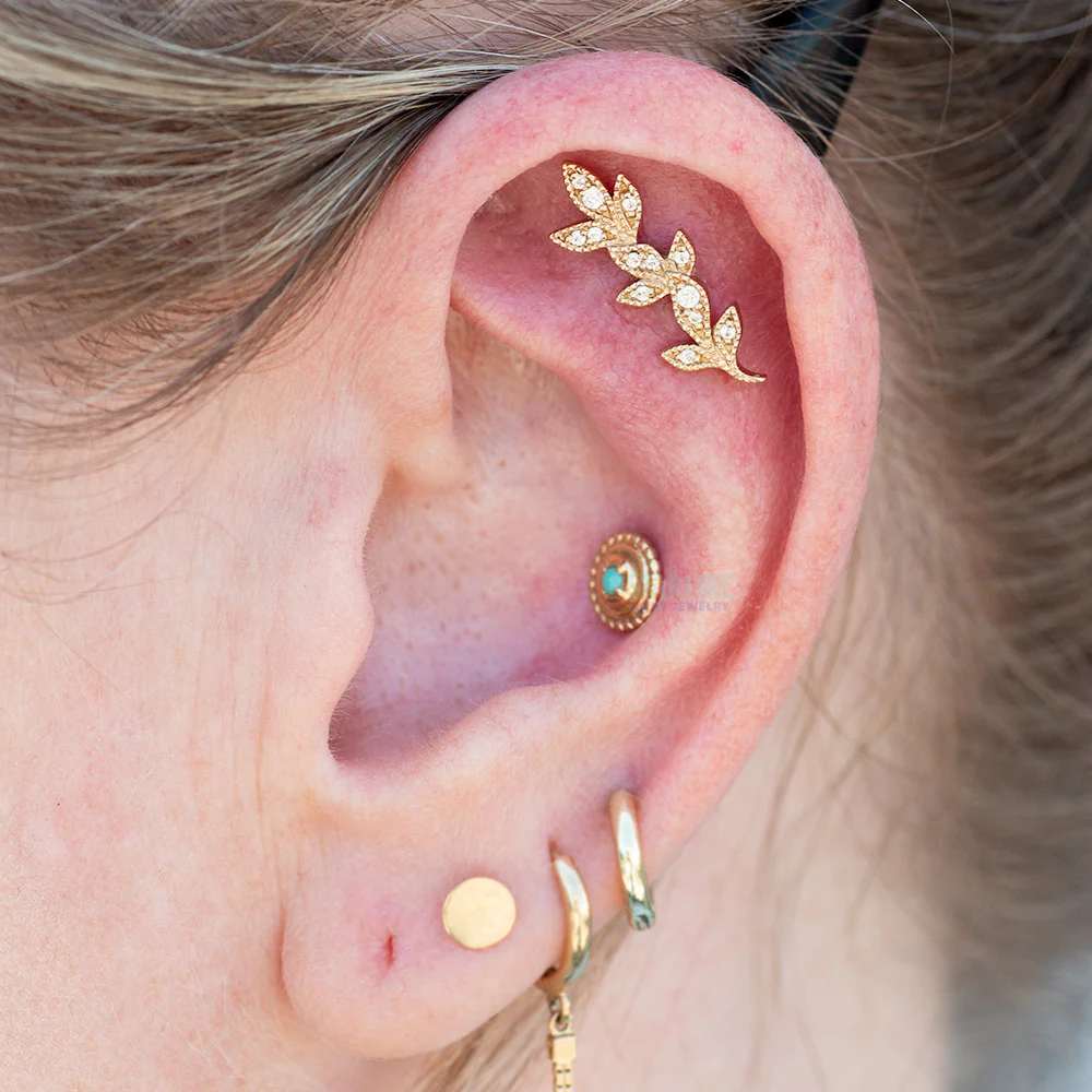 "Wisteria" Threaded End in Gold with White CZ's - Image 3