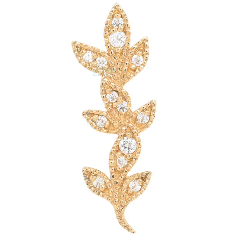 "Wisteria" Threaded End in Gold with White CZ's - Image 4