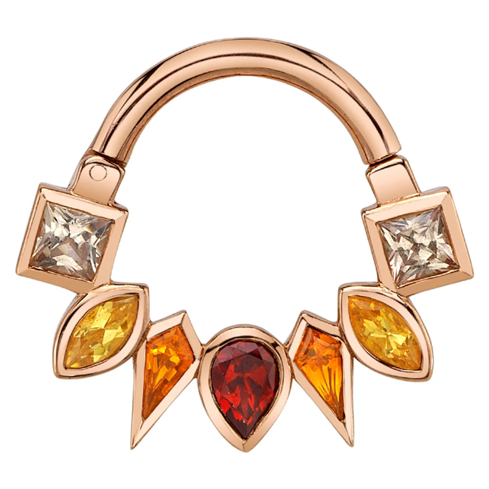 "Xia Jing" Hinge Ring in Gold with Garnet, Madeira Citrine, Citrine & Champagne Sapphires - Image 2