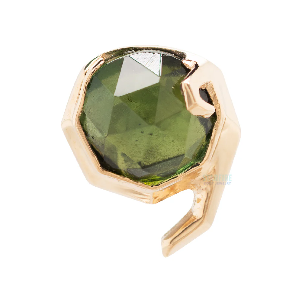 "Spirit of Forest" Threaded End in Gold with Special Rose Cut Green Tourmaline - Image 3
