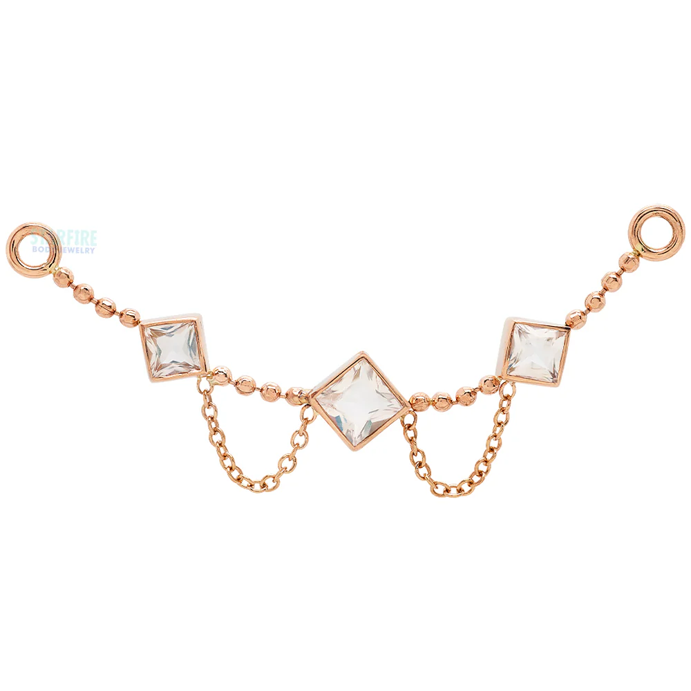"Zephyr" Chain Attachment in Gold with Faceted Rainbow Moonstones - Image 2