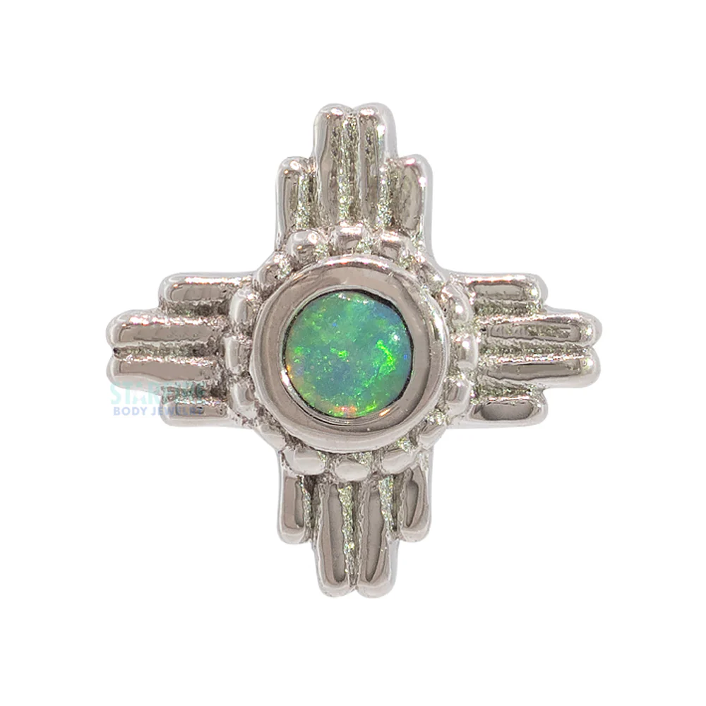 "Zia" Threaded End in Gold with Genuine White Opal