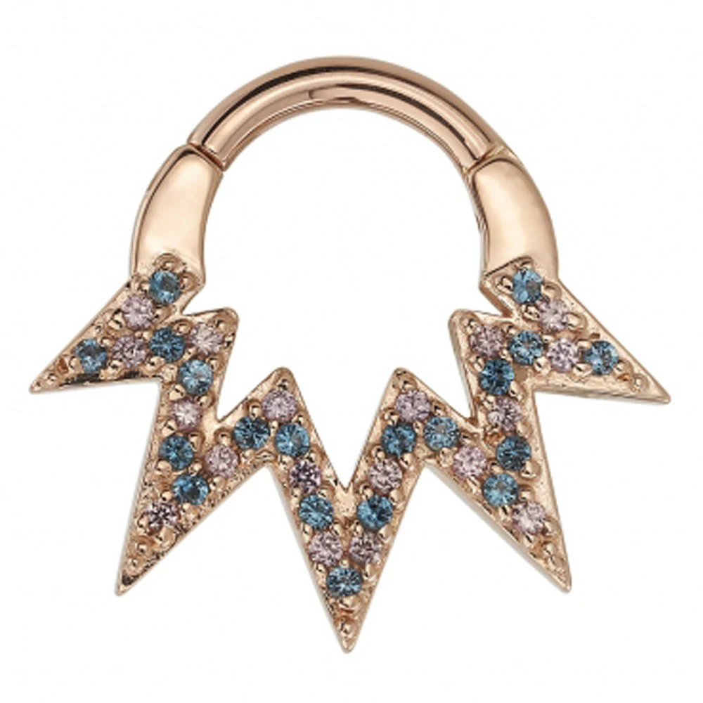 "Ziggy" Hinge Ring in Gold with Champagne Sapphires & London Blue Topaz' - Image 4