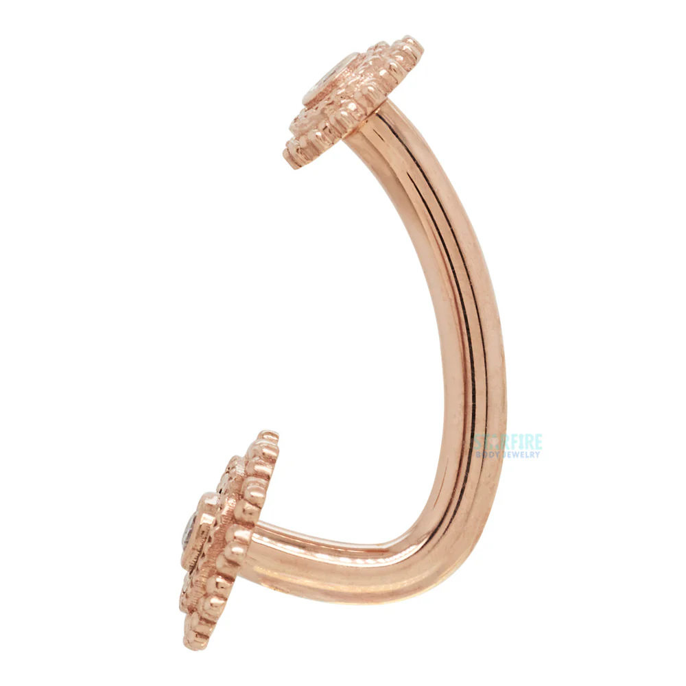 "Zoie" Round Afghan Navel J Curve in Gold & Platinum with DIAMONDS - Image 3