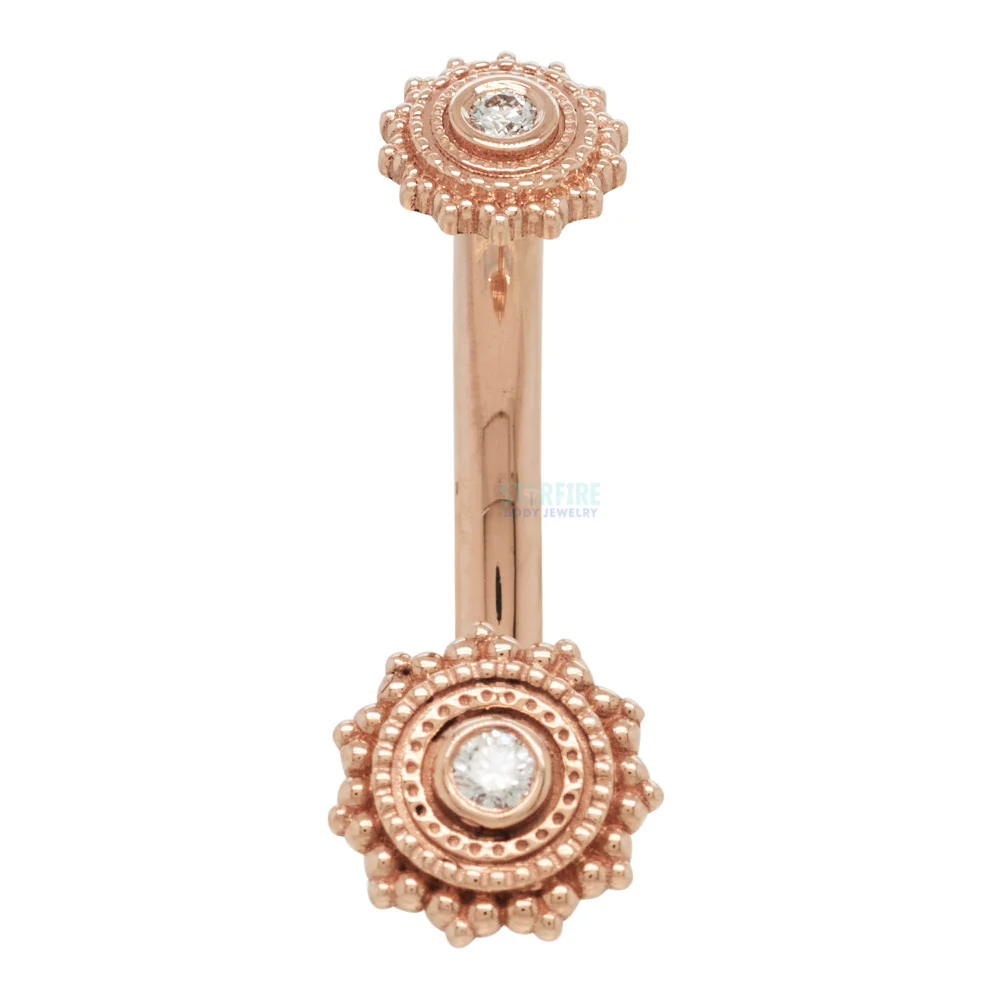 "Zoie" Round Afghan Navel J Curve in Gold & Platinum with DIAMONDS - Image 5