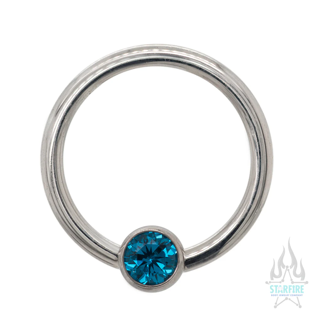 Captive Bead Ring (CBR) with Bezel-Set Faceted Gem - Image 10
