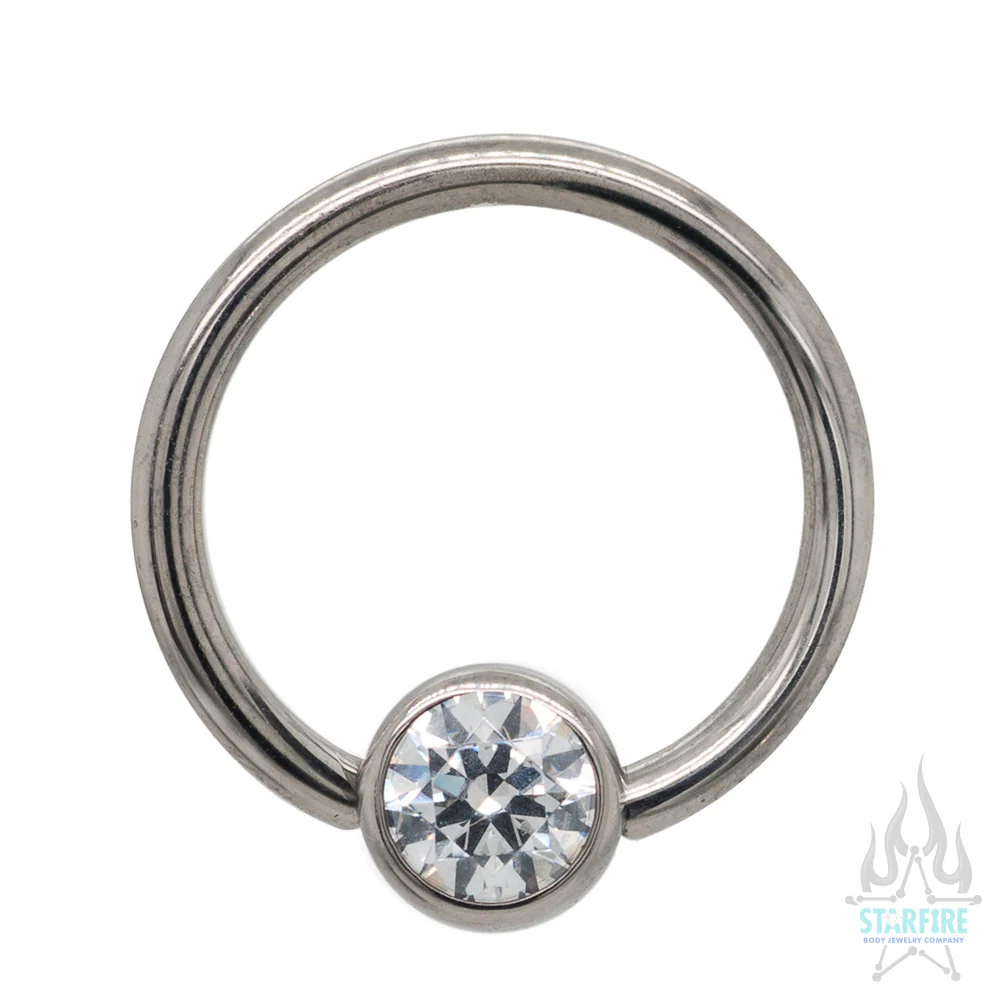 Captive Bead Ring (CBR) with Bezel-Set Faceted Gem - Image 12