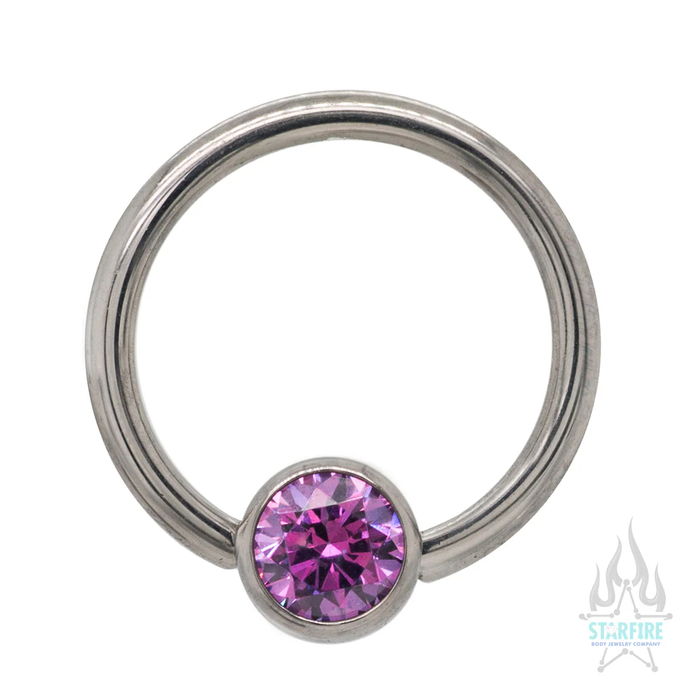 Captive Bead Ring (CBR) with Bezel-Set Faceted Gem - Image 13