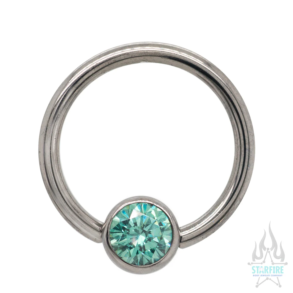 Captive Bead Ring (CBR) with Bezel-Set Faceted Gem - Image 14