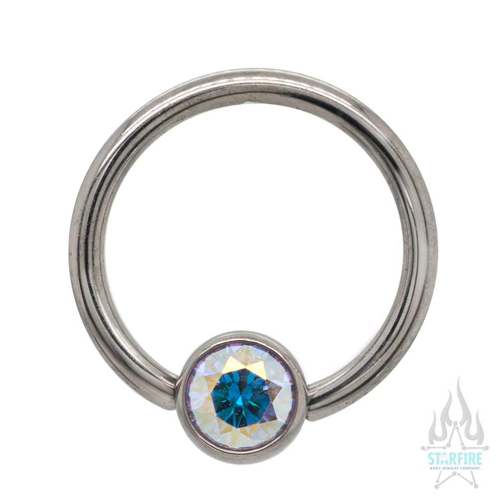 Captive Bead Ring (CBR) with Bezel-Set Faceted Gem - Image 16