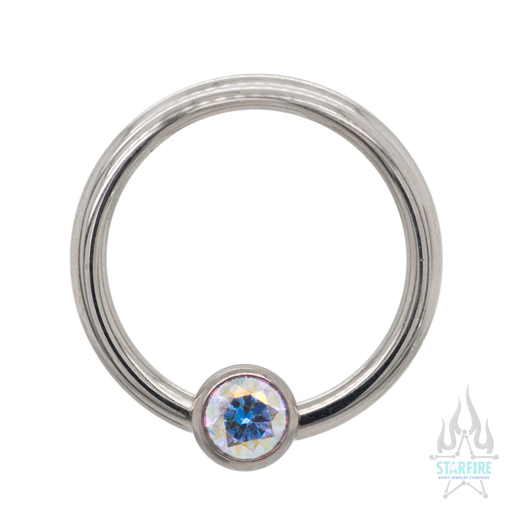 Captive Bead Ring (CBR) with Bezel-Set Faceted Gem - Image 8