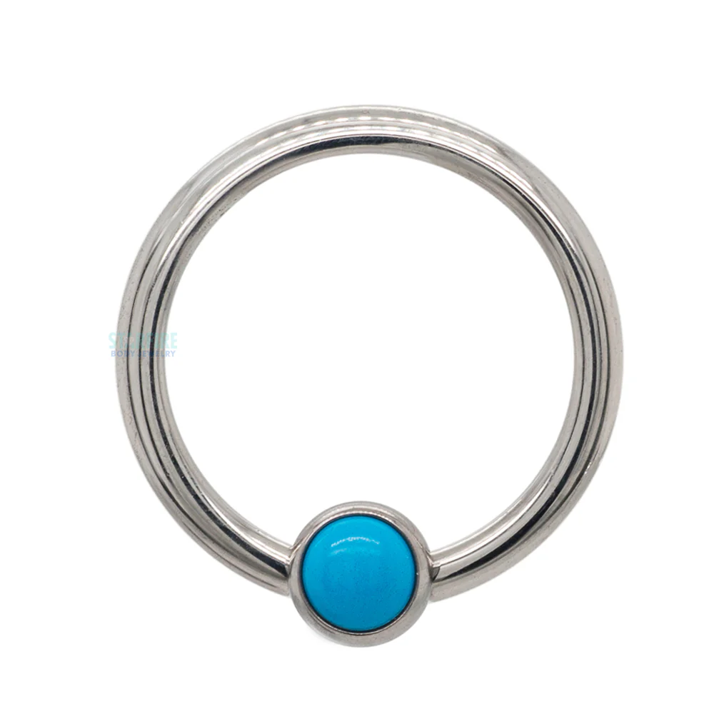 Captive Bead Ring (CBR) with Bezel-Set Natural Stone - Image 8