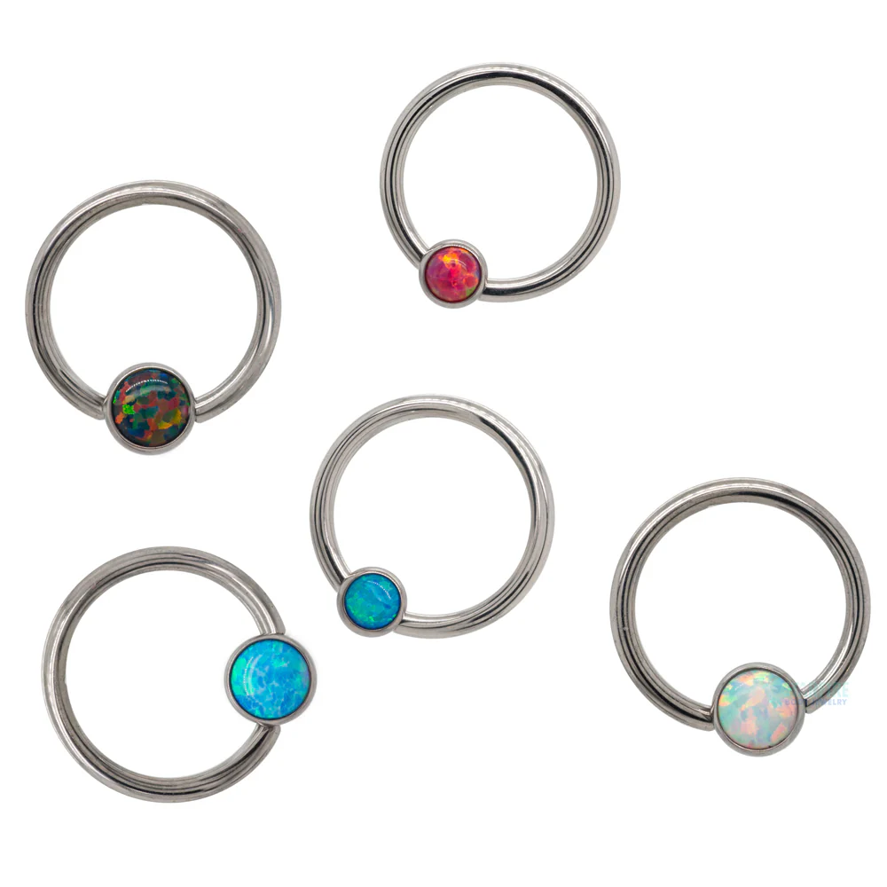 Captive Bead Ring (CBR) with Bezel-Set Opal