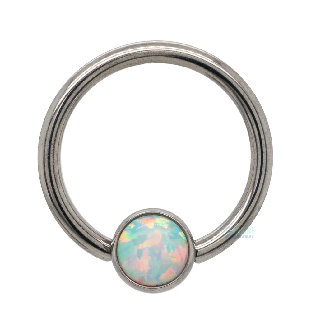Captive Bead Ring (CBR) with Bezel-Set Opal - Image 10