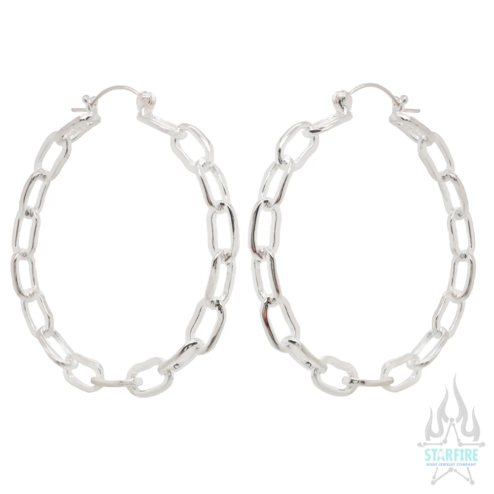 Chain Link Hoop Earrings - Image 3