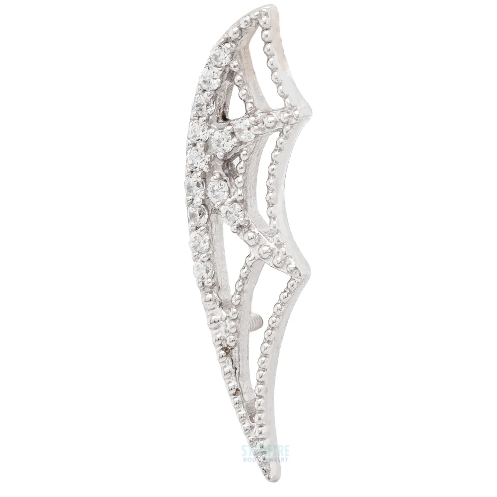 "Charlotte's Web" Threaded End in Gold with White CZ's - Image 4