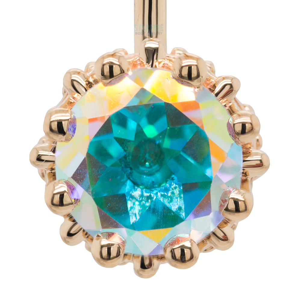 Crown Prong Navel Curve in Gold with Mercury Mist Topaz' - Image 3