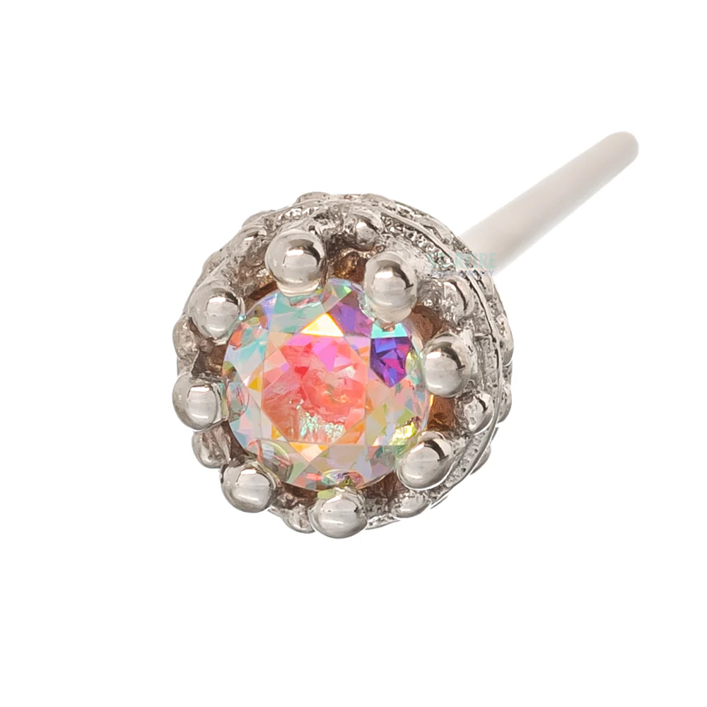 Crown Prong Nostril Screw in Gold with Mercury Mist Topaz - Image 3
