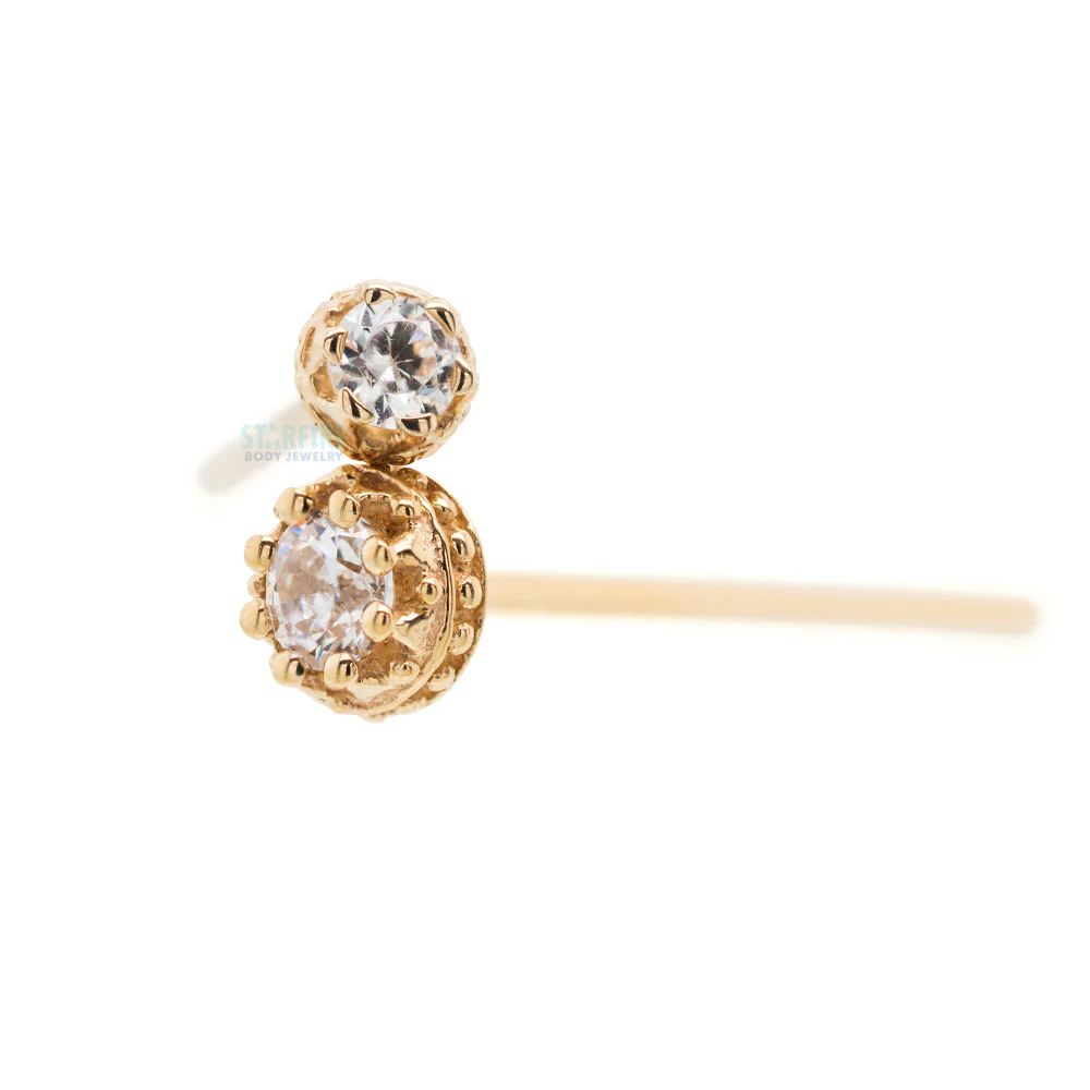 Crown Prong Nostril Screw in Gold with White CZ - Image 3