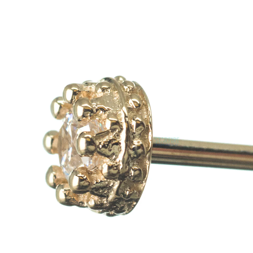 Crown Prong Nostril Screw in Gold with White CZ - Image 4