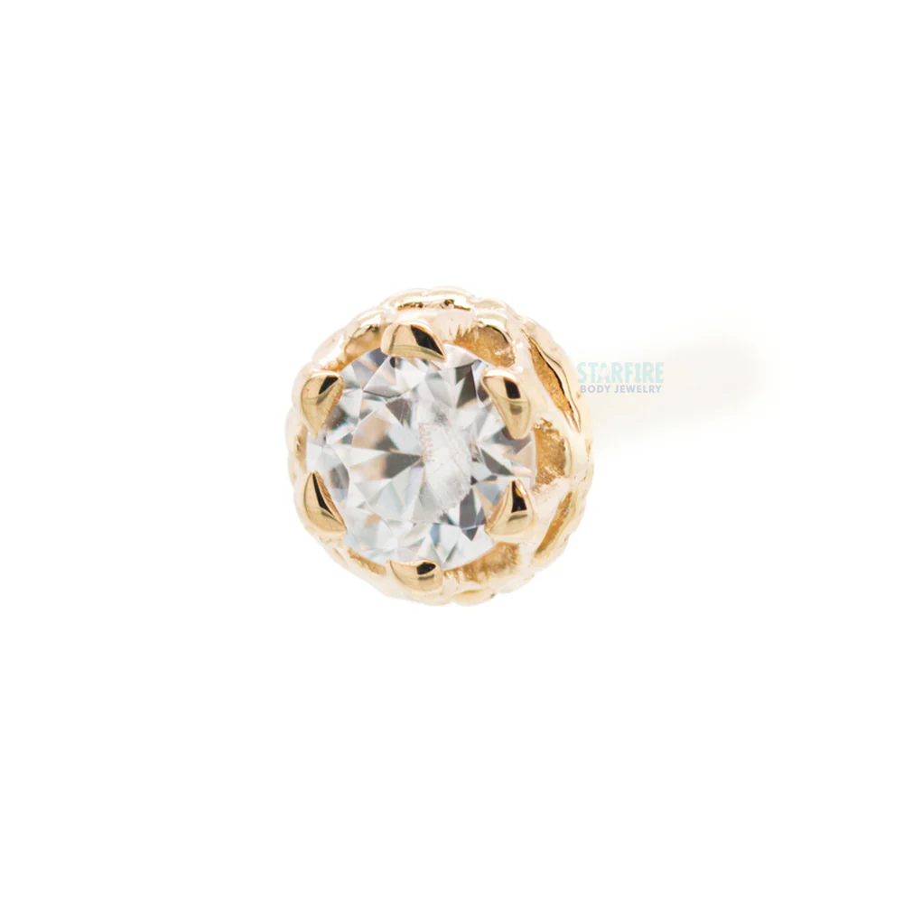 Crown Prong Nostril Screw in Gold with White CZ - Image 5
