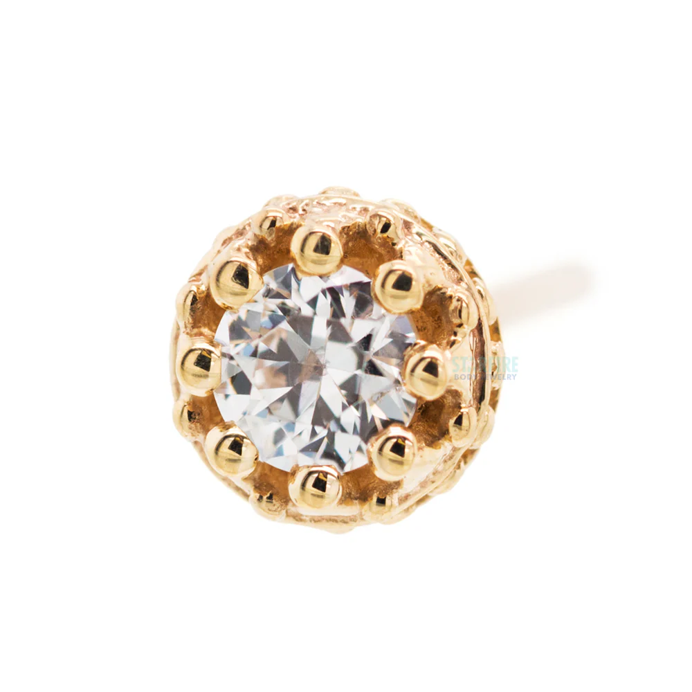 Crown Prong Nostril Screw in Gold with White CZ - Image 6