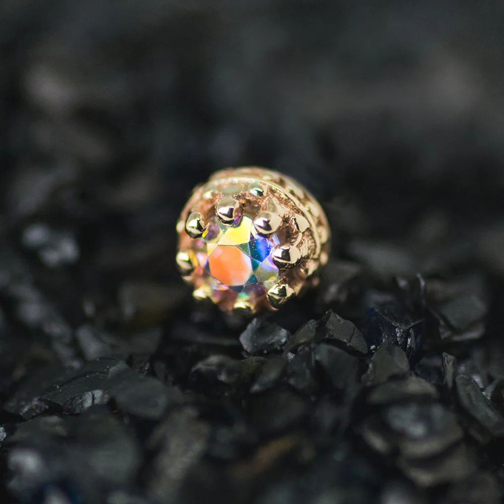 Crown Prong Threaded End in Gold with Mercury Mist Topaz - Image 2